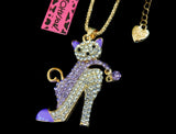 Rhinestone Kitty In High Heel Dangle Necklace( 2 Colors Available)