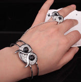 Retro Silver Owl 2-In-1 Harem Bracelet+ Ring Combo