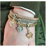 3-D Elastic Rhinestone Crown Bracelets (3 Colors Available)