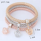 3-D Elastic Rhinestone Crown Bracelets (3 Colors Available)