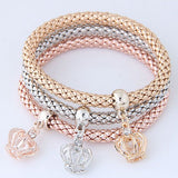 3-D Elastic Rhinestone Crown Bracelets (3 Colors Available)