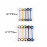 Stainless Steel Barbell Tongue Rings (4 Colors + 2 Sizes Available)