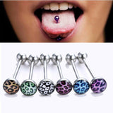 Stainless Cheetah Barbell Tongue Rings (6 colors available)