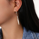 Silver Dagger Hoop Dangle Earrings