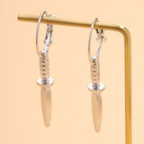 Silver Dagger Hoop Dangle Earrings