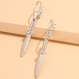 Silver Dagger Hoop Dangle Earrings