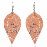 Sparkle Leaf Leatherette Earrings