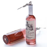 Pink Wine Bottle Earrings