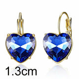 Crystal Heart-Shaped Stud Earrings (Various Colors)