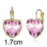 Crystal Heart-Shaped Stud Earrings (Various Colors)