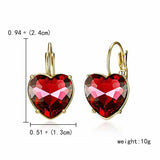 Crystal Heart-Shaped Stud Earrings (Various Colors)
