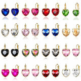 Crystal Heart-Shaped Stud Earrings (Various Colors)