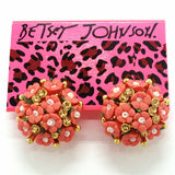 Pink + Gold Cherry Blossom Flower Bouquet Earrings