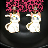 Sailor Moon Adult White "Luna" Cat Earrings