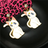 Sailor Moon Adult White "Luna" Cat Earrings