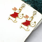 "Alice in Wonderland" White Rabbit Rhinestone Stud Earrings