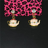 "Alice in Wonderland" Square Teapot Earrings