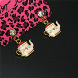 "Alice in Wonderland" Square Teapot Earrings