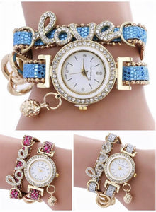 Sparkling Bling "LOVE" Wrist Wrap Charm Watch (3 Colors Available)
