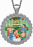 "A Chipmunk Christmas" Rhinestone Cabochon Necklace (Available in 2 Colors)