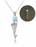 Luminous Glow Mermaid Holding Pearl Necklace