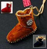 Rhinestone Accented "UGG" Boot Pendant Necklace (3 Colors Available)