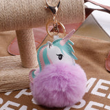 Colorful Unicorn Pom-Pom Puff Keychain (3 Colors Available)