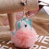 Colorful Unicorn Pom-Pom Puff Keychain (3 Colors Available)
