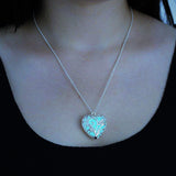 Luminous Silver 3-D Heart Glow Necklaces (3 Colors Available)