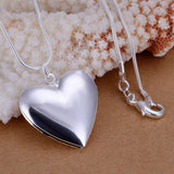 Silver Stainless Steel Heart Photo Locket Necklace