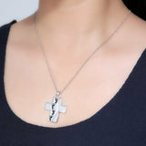 Double-sided Religious "Footprints" Cross Necklace