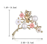 Gold Owl in Cherry Blossom Tree 2-Way Pendant Necklace