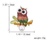 Perched Owl on Branch with Pearl 2-Way Necklace