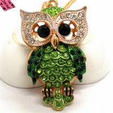 Large Colorful Rhinestone Owl Necklace (3 Colors Available)