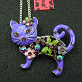 Rhinestone Flower 2-Way Kitten Necklace (2 Colors Available)
