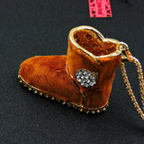 Rhinestone Accented "UGG" Boot Pendant Necklace (3 Colors Available)