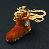 Rhinestone Accented "UGG" Boot Pendant Necklace (3 Colors Available)