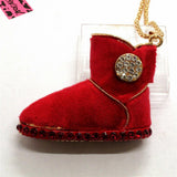 Rhinestone Accented "UGG" Boot Pendant Necklace (3 Colors Available)