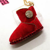Rhinestone Accented "UGG" Boot Pendant Necklace (3 Colors Available)