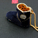 Rhinestone Accented "UGG" Boot Pendant Necklace (3 Colors Available)