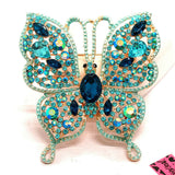 2-Way Aquamarine Crystal Rhinestone Butterfly Necklace