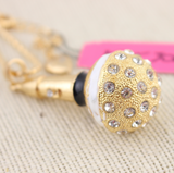 Gold Rhinestone Microphone Necklace