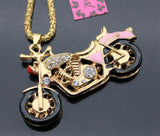 Pink Rhinestone Motorcycle Necklace