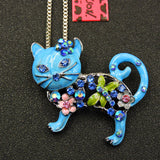 Rhinestone Flower 2-Way Kitten Necklace (2 Colors Available)