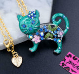 Rhinestone Flower 2-Way Kitten Necklace (2 Colors Available)