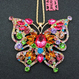 Large Bright Multi Color Full Butterfly 2-way Necklace