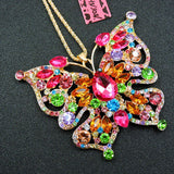 Large Bright Multi Color Full Butterfly 2-way Necklace