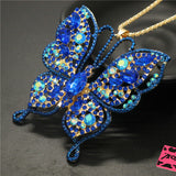 Sparkling Blue Crystal Rhinestone Butterfly Necklace