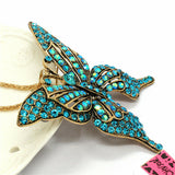 Full Blue-Green Thin Butterfly Necklace