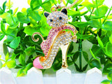 Rhinestone Kitty In High Heel Dangle Necklace( 2 Colors Available)